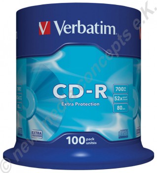 100 Verbatim CD-R Extra Protection 700 MB Cakebox
