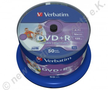 DVD+R Verbatim 16x Speed 4,7GB printable AZO No-ID 50 Stück