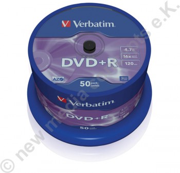 50 Verbatim DVD+R 16x Speed 4,7GB DVD-Rohlinge Matt Silver