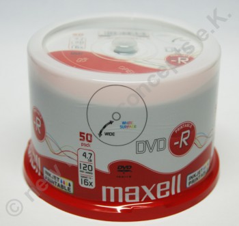 50 Maxell DVD-R Inkjet bedruckbar, vollflächig