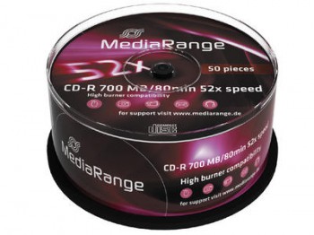 50 MediaRange CD Rohlinge, CD-R 52x 700MB/80min Cakebox