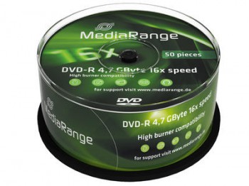 50 MediaRange DVD Rohlinge, DVD-R 4,7 GB 16x Cakebox