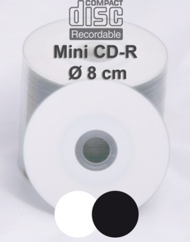 10 Mini CD-R Mini CD Rohlinge 200 MB, gebrannt und schwarz weiss bedruckt