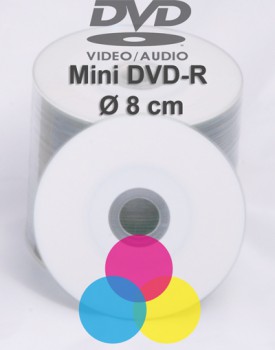 300 Mini DVD-R Mini DVD Rohlinge 1,4 GB, gebrannt und farbig bedruckt