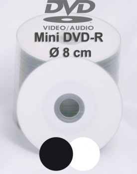 10 Mini DVD-R Mini DVD Rohlinge 1,4 GB, gebrannt und schwarz weiss bedruckt