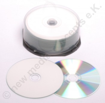 CD-R 80min/700 MB 52x weiß printable, vollflächig 25 Stück NMC