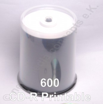CD-R 80min/700 MB 52x weiß printable, vollflächig NMC 600 Stück