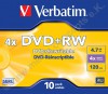 10 Verbatim DVD+RW 4x, 4,7GB, SERL Technologie, Jewelcase