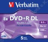 5 Verbatim DVD+R 8x, 8,5 GB, Matt Silver Surface, Jewelcase
