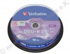 10 Verbatim DVD+R 8x, 8,5 GB, Matt Silver Surface, Cakebox