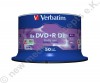 50 Verbatim DVD+R 8x, 8,5 GB, Matt Silver Surface, Cakebox