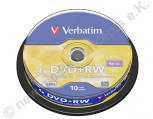 10 Verbatim DVD+RW 4x, 4,7GB, SERL Technologie, Cakebox