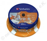 DVD-R Verbatim 16x Speed 4,7GB DVD-Rohlinge printable 25 Stück