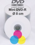 10 Mini DVD-R Mini DVD Rohlinge 1,4 GB, gebrannt und farbig bedruckt
